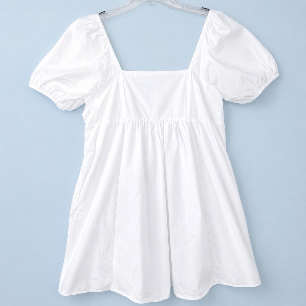 Draper James Mini Smocked Dress Size M White Off Shoulder Balloon Sleeve Flirty